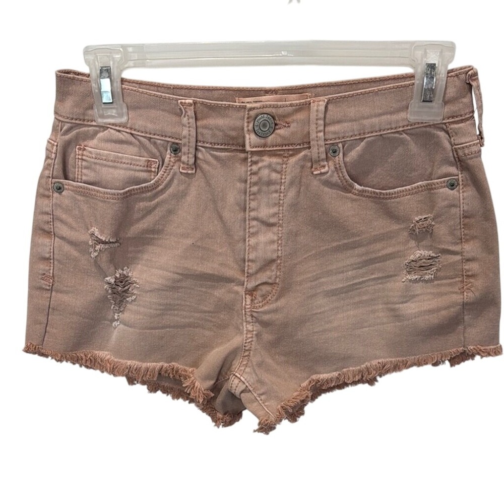 Mudd Flx Stretch High Rise Distressed Dusty Pink Shortie Shorts‎ Juniors Size 5